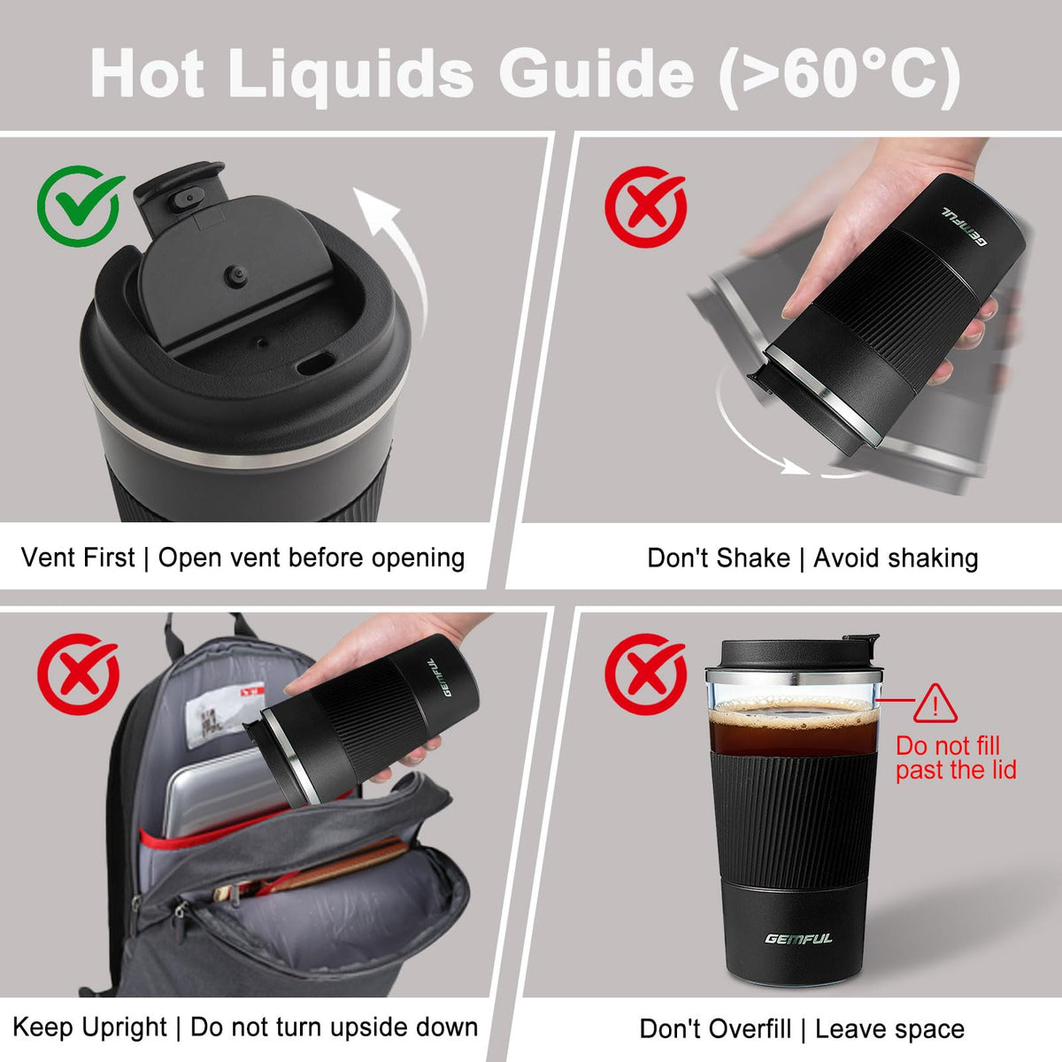 2 Pack 17oz Insulated Travel Coffee Mug with Lid P863