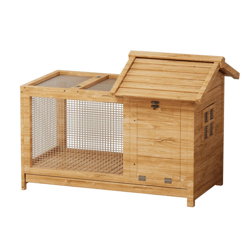 2-Story Wooden Rabbit Hutch & Chicken Coop on Wheels Y294290
