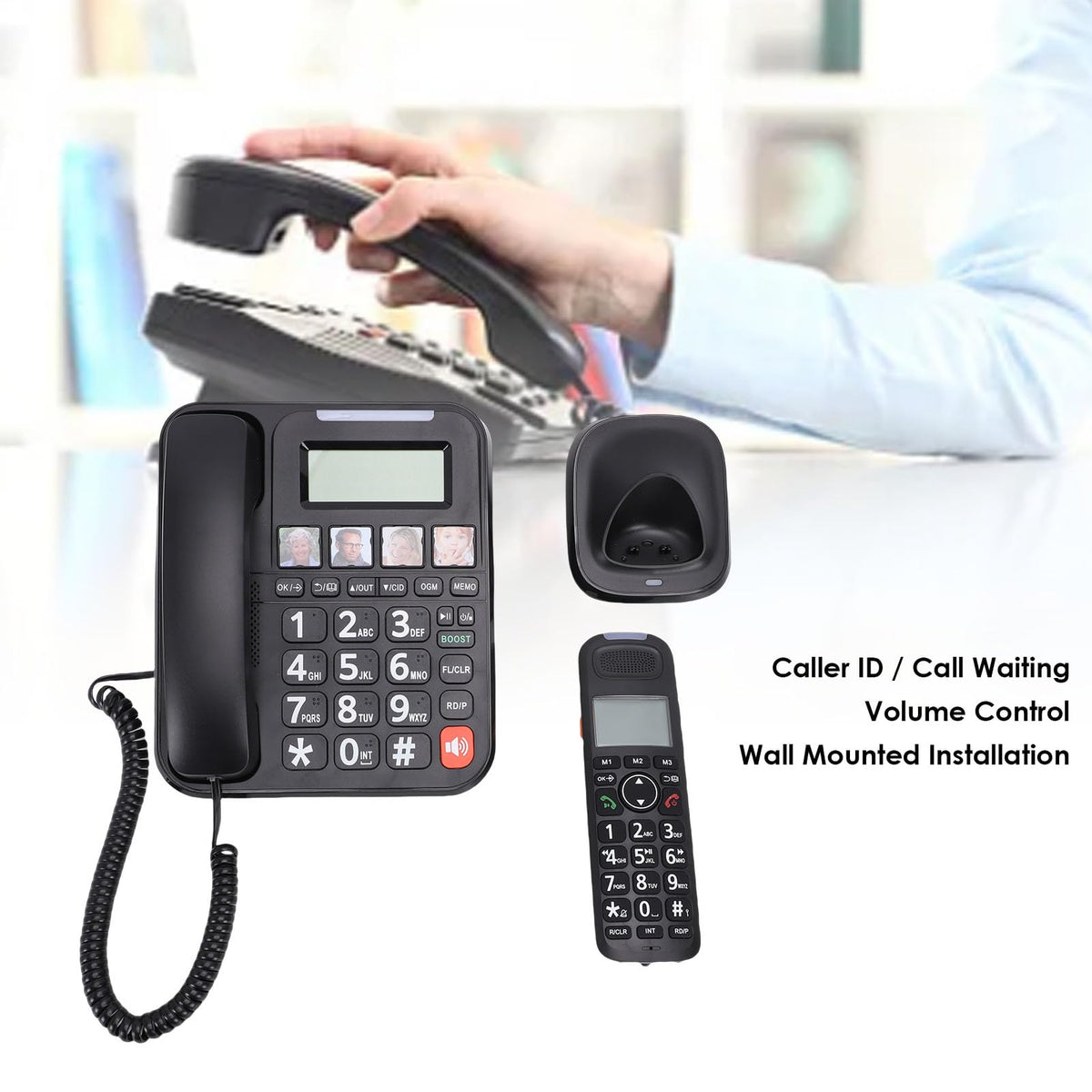 Expandable Corded/Cordless Phone System with Big Buttons Y53243
