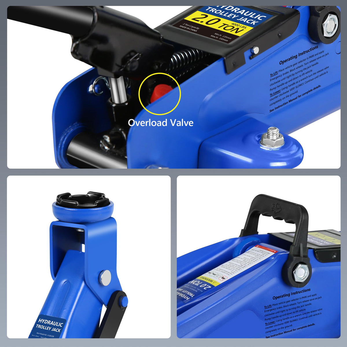 2 Ton Low Profile Floor Jack, 4000 lbs, Blue C262957