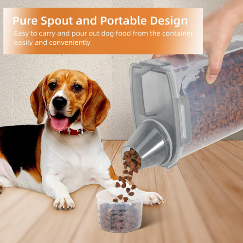 3-5Lbs/3Qt Plastic Pet Food Storage Container with Foldable Bowl H70578
