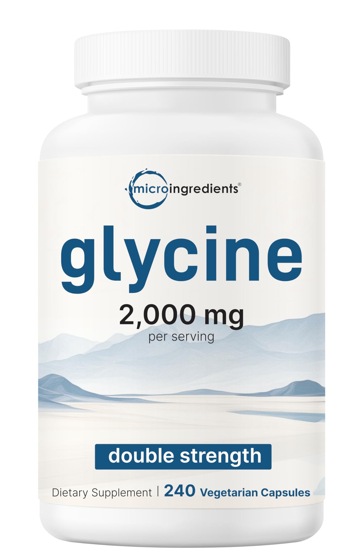 Glycine 2,000mg 240 Veggie Capsules Double Strength Amino Acids P7449
