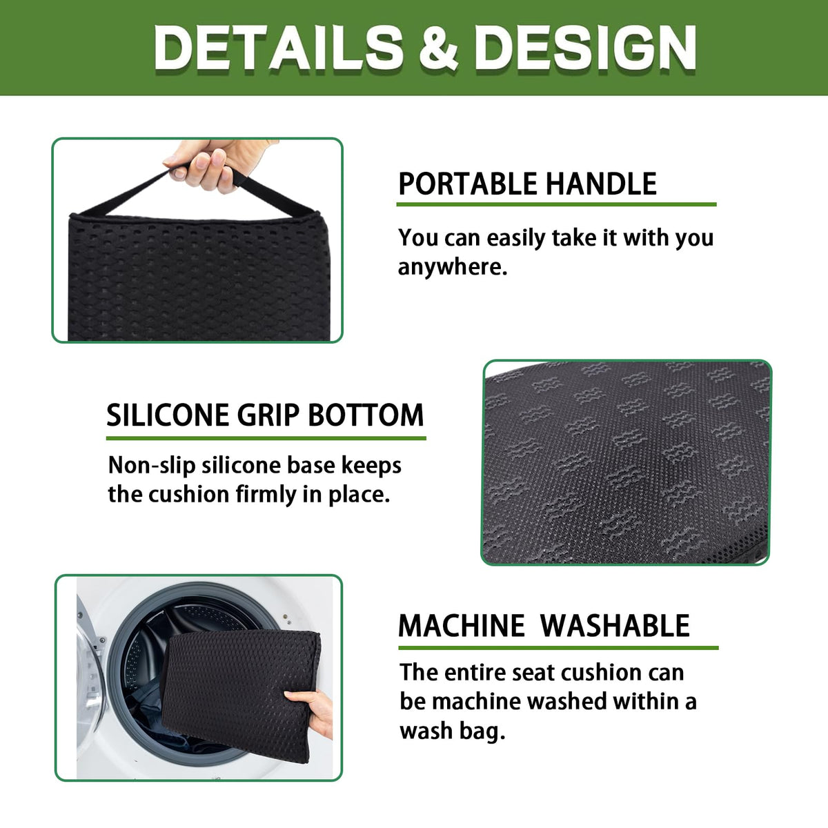3D Mesh Fabric Portable Stadium Seat Cushion R291516