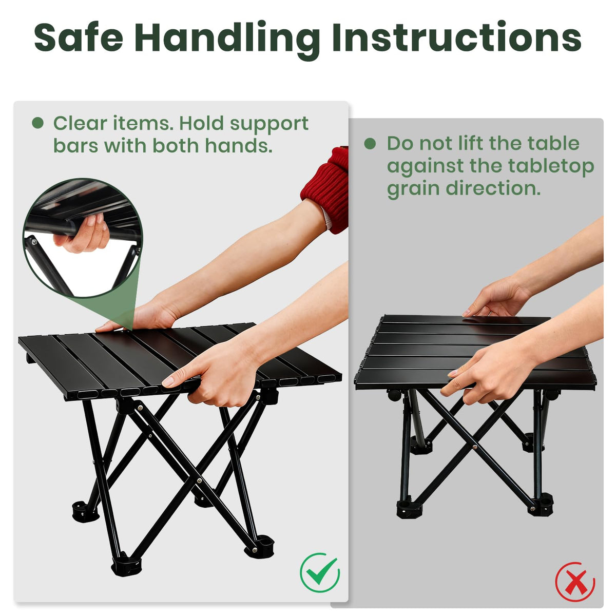 2 Pack Black Foldable Camping Table C8769