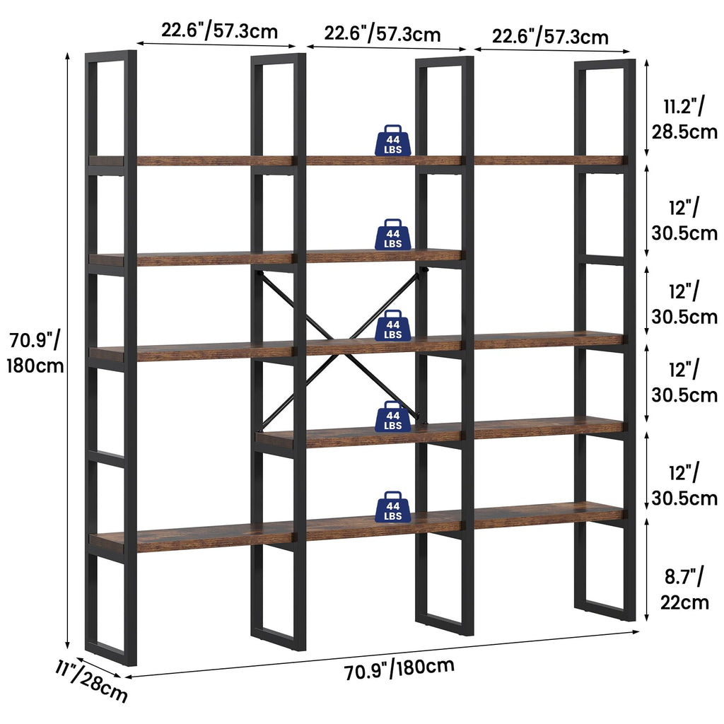 5 Tier Rustic Brown Bookshelf J5789