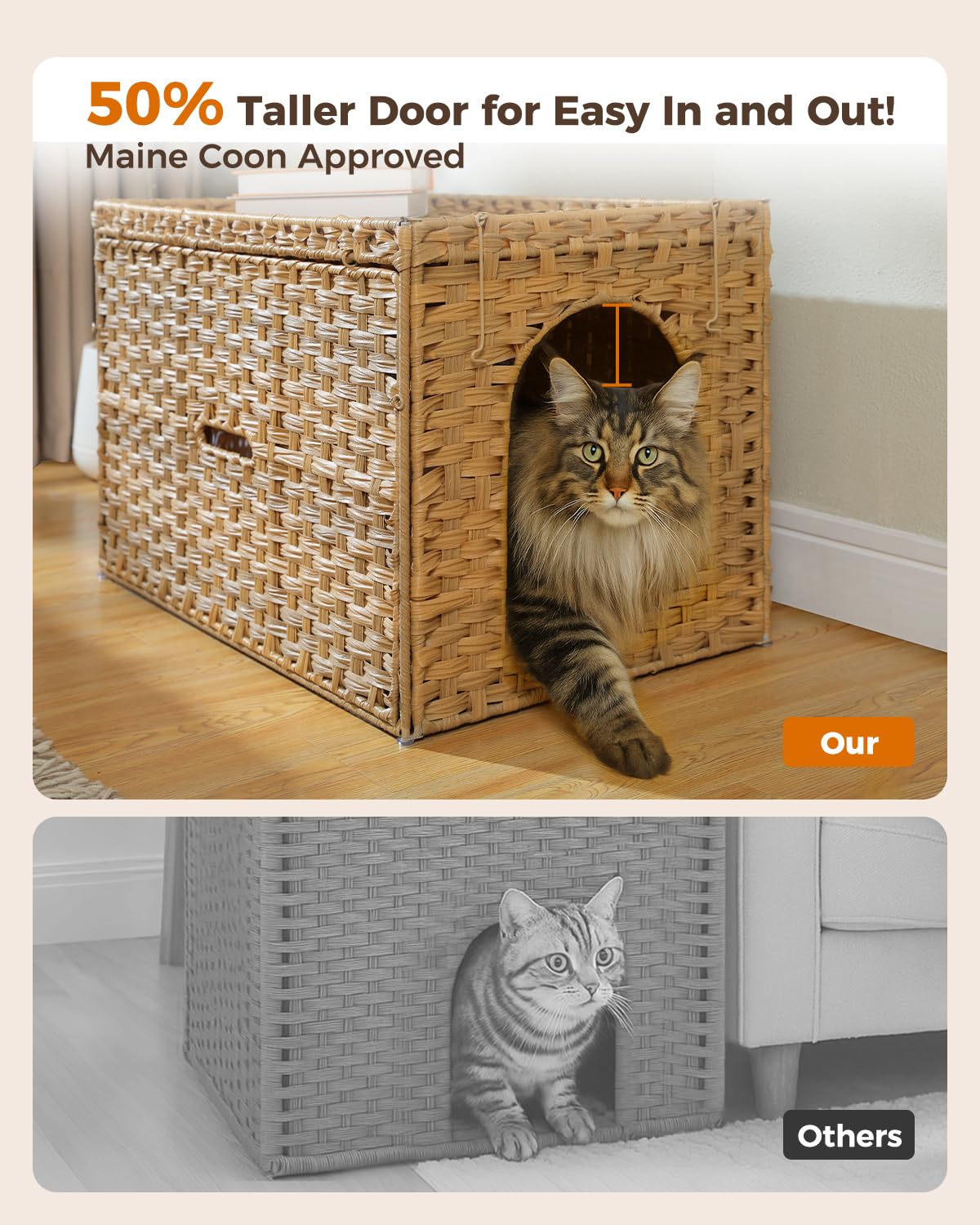 Beige Rattan Cat Litter Box Enclosure P33619