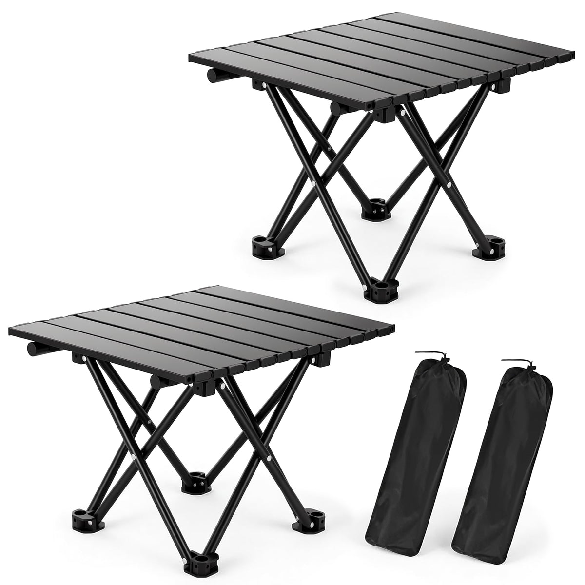 2 Pack Black Foldable Camping Table C8769