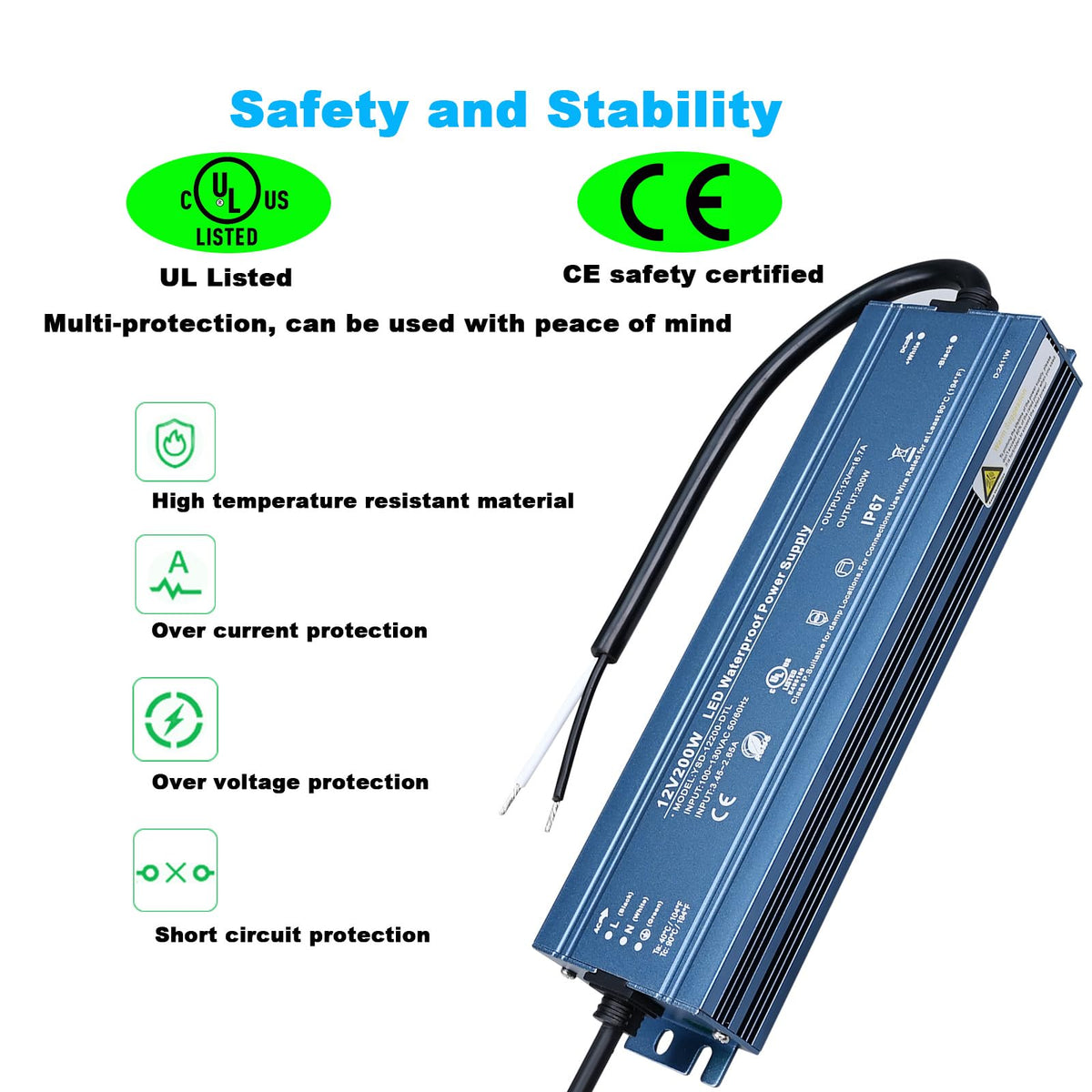 12V 200W IP67 Waterproof LED Driver Z62432