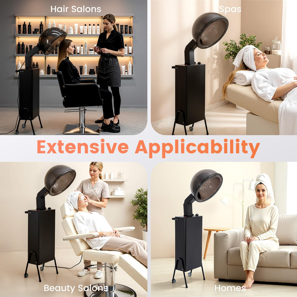 1200W Freestanding Hooded Hair Dryer with Wheels P700353