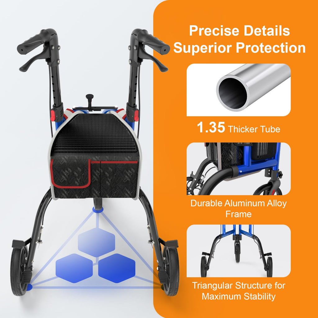 Foldable Narrow 3 Wheel Walker J7806