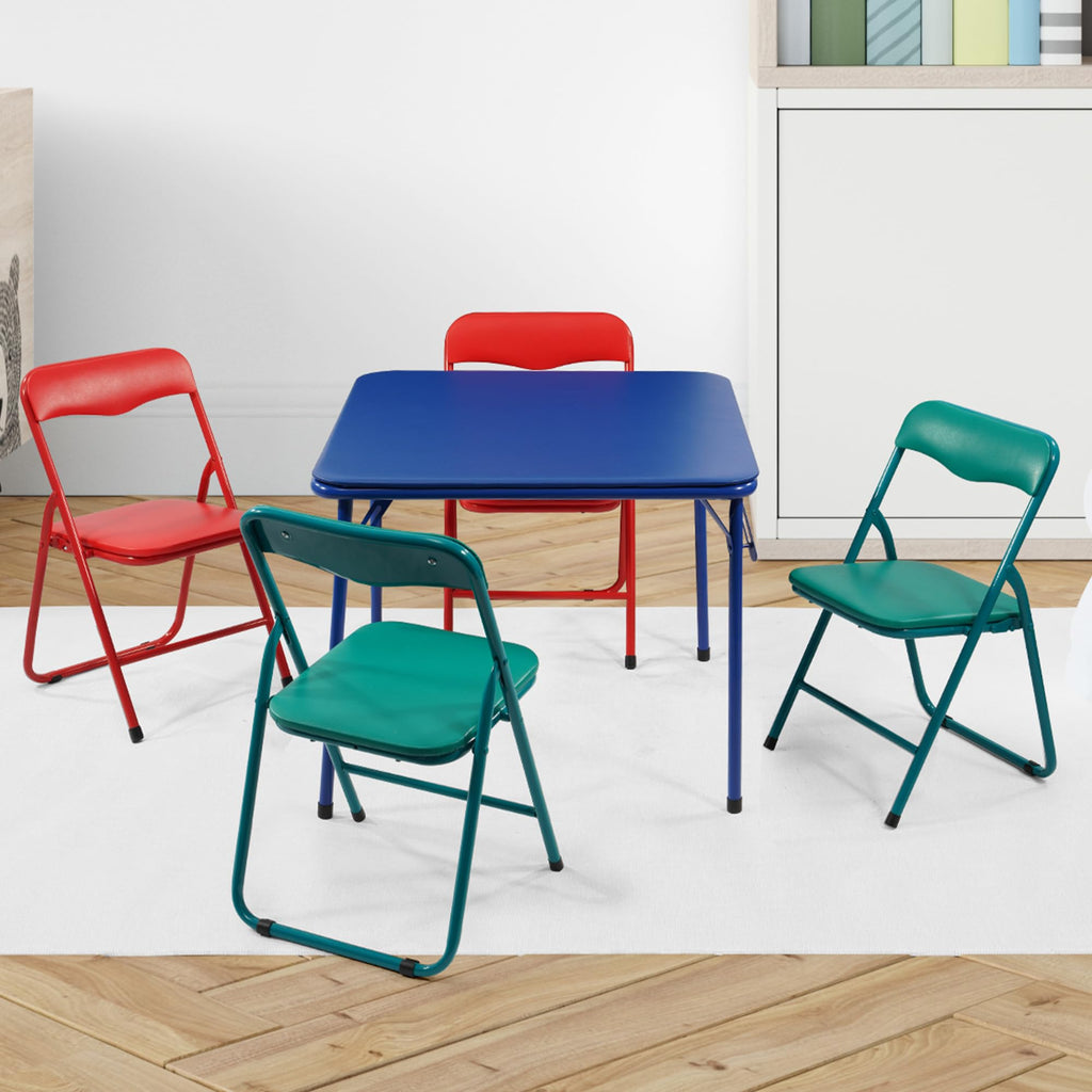 Kids Folding Square Table with Vinyl Padded Top, Blue I943388