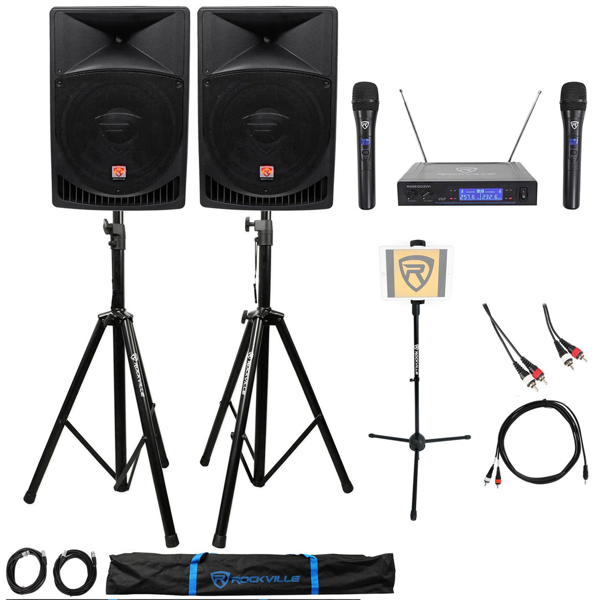 15" 1000W PA Speaker 2-Pack with Mics P204825