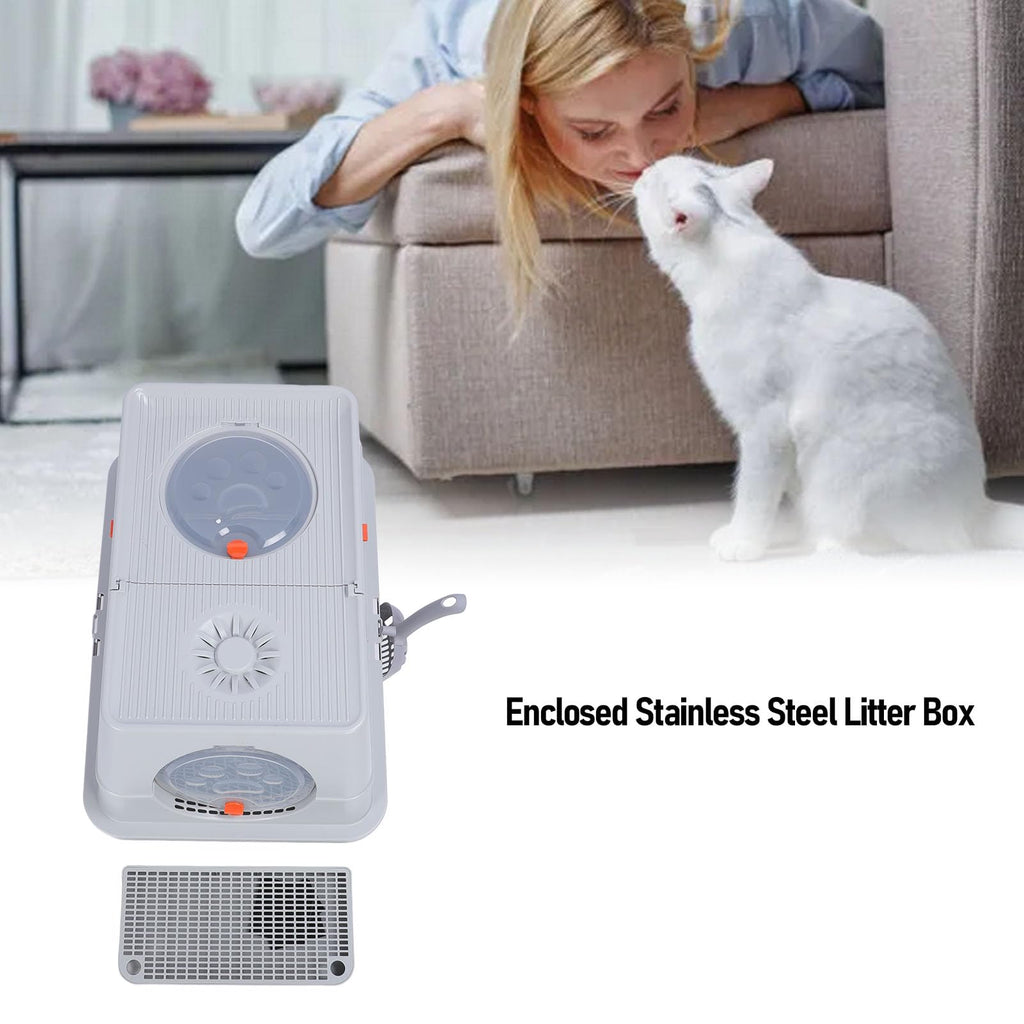 Enclosed Stainless Steel Extra Large Cat Litter Box U744