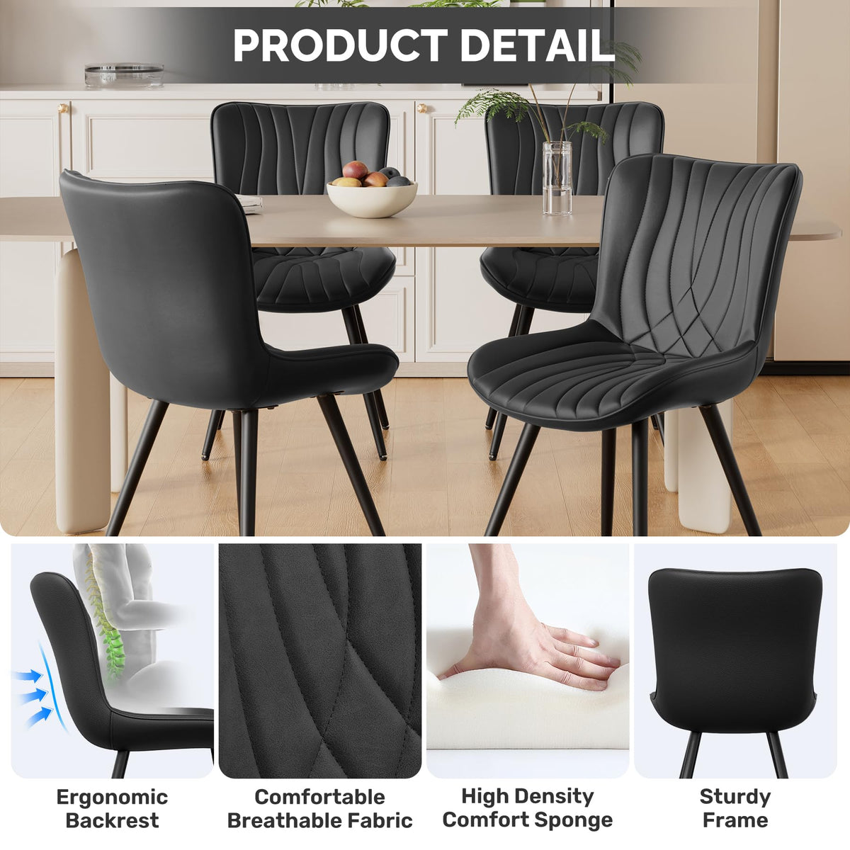 PU Leather Dining Chair Set of 4 X37275