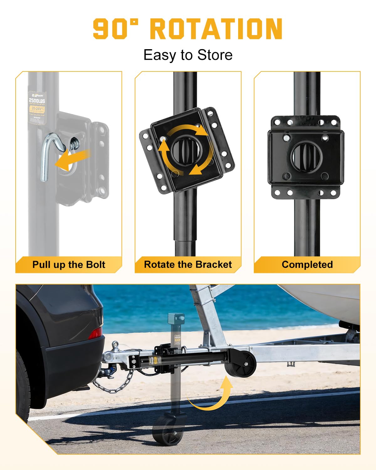 Heavy Duty Trailer Jack with Dual Wheel C8844