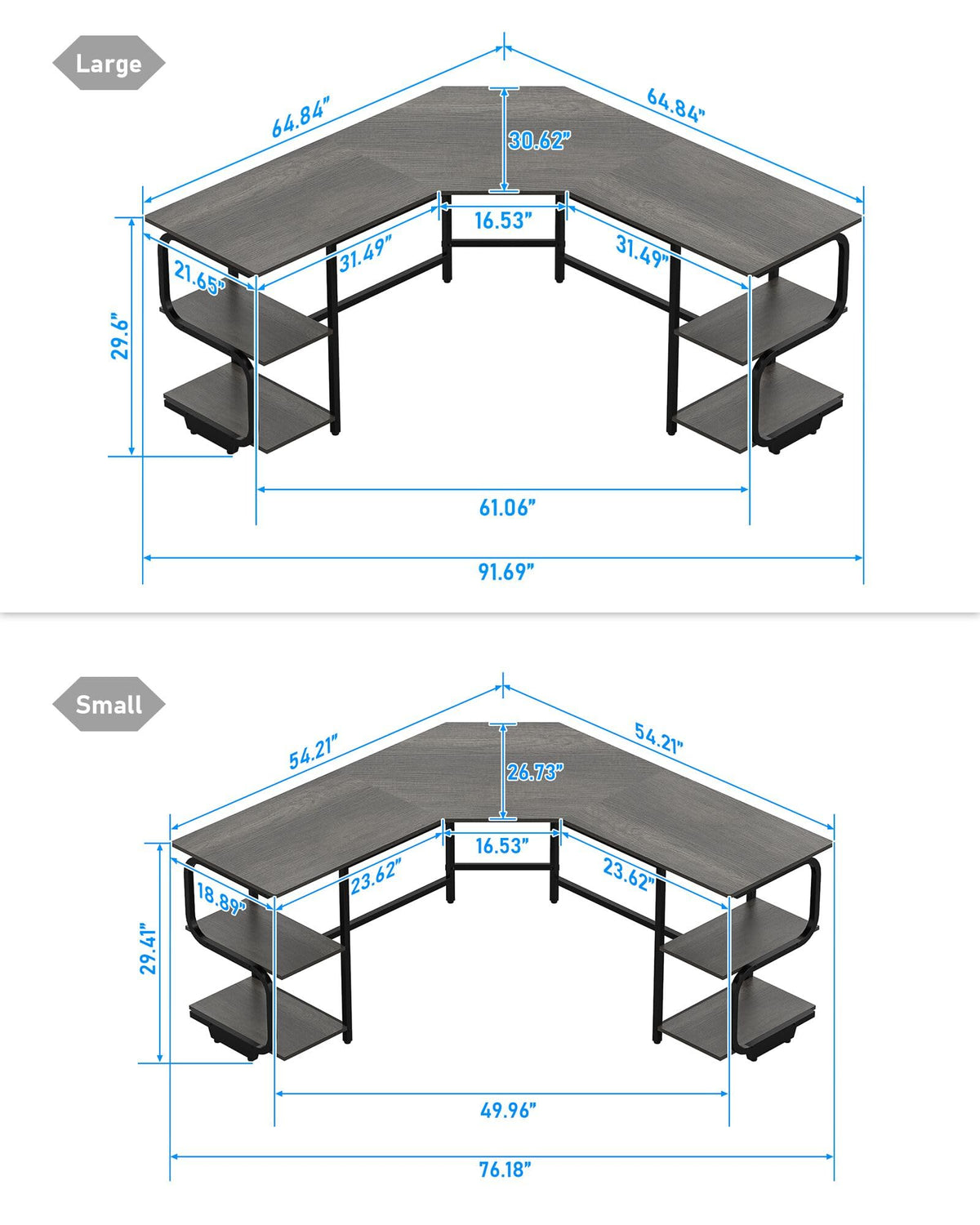 L Shaped Desk with Shelves F865