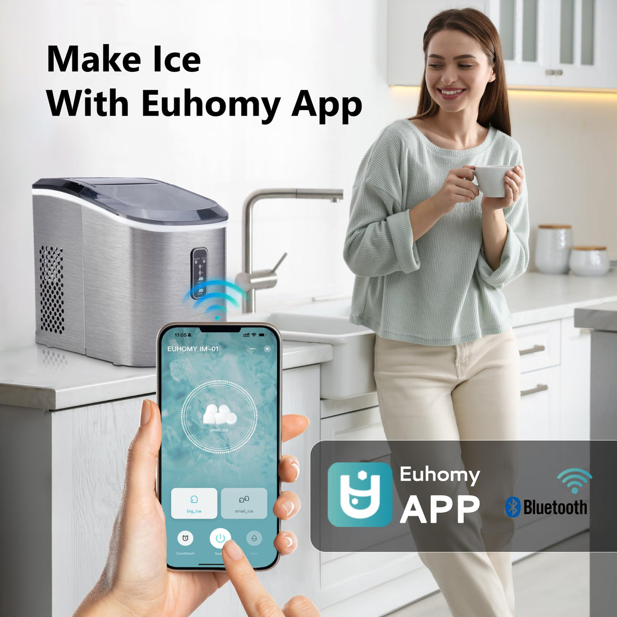 Countertop Ice Maker with Ice Scoop and Basket I795