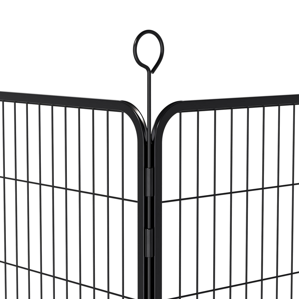 40 Inch 16 Panel Metal Garden Fence with Self-Locking Gate Q991