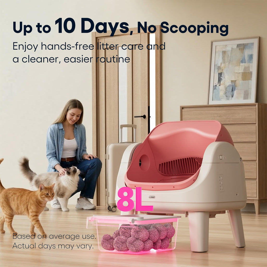 Self Cleaning Open Top Automatic Cat Litter Box Pink A8518