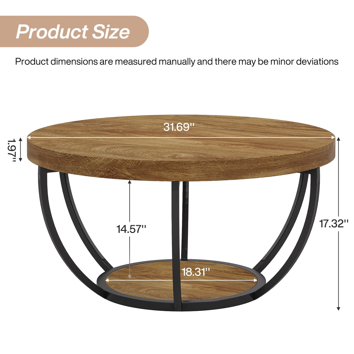 Round Coffee Table with Storage O925