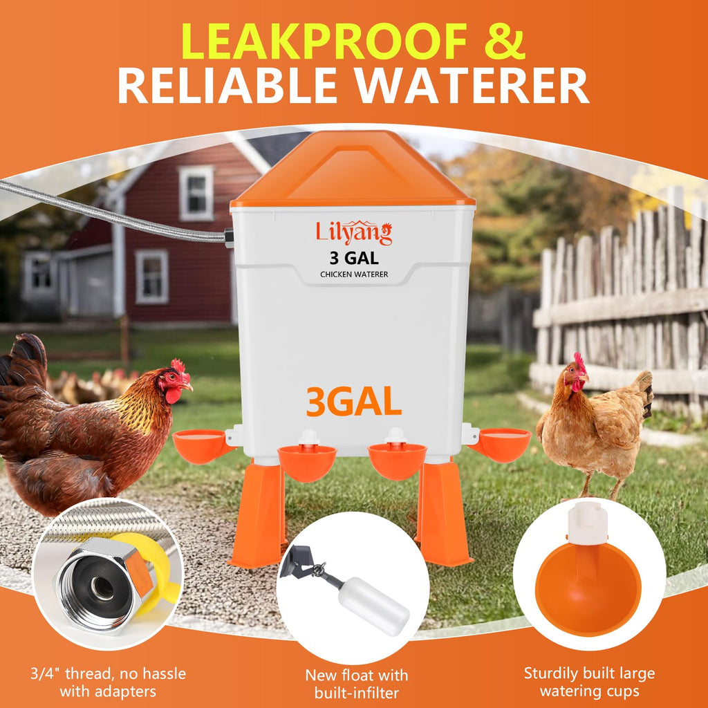 3 Gallon Automatic Chicken Waterer & Feeder Set U2040