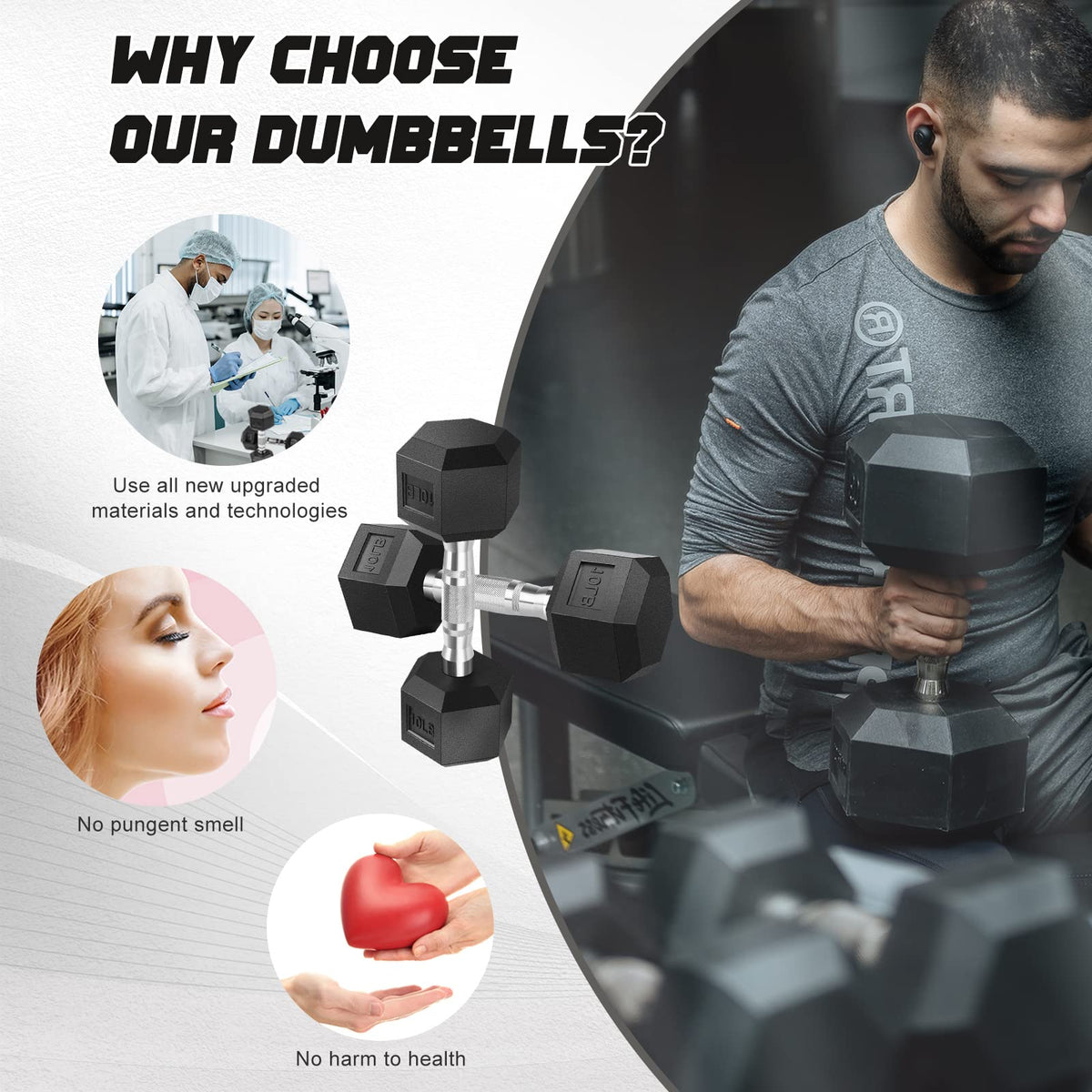 Set of 2 Rubber Dumbbell Weight U244951