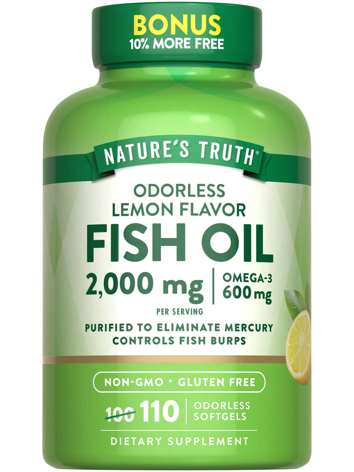 Fish Oil 2000mg 110 Softgels Lemon Flavor E840062