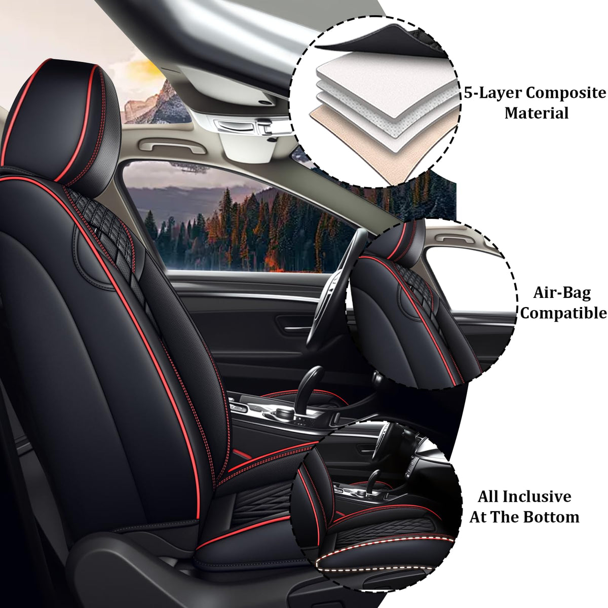 Waterproof Nappa Leather Full Set Car Seat Covers X271554