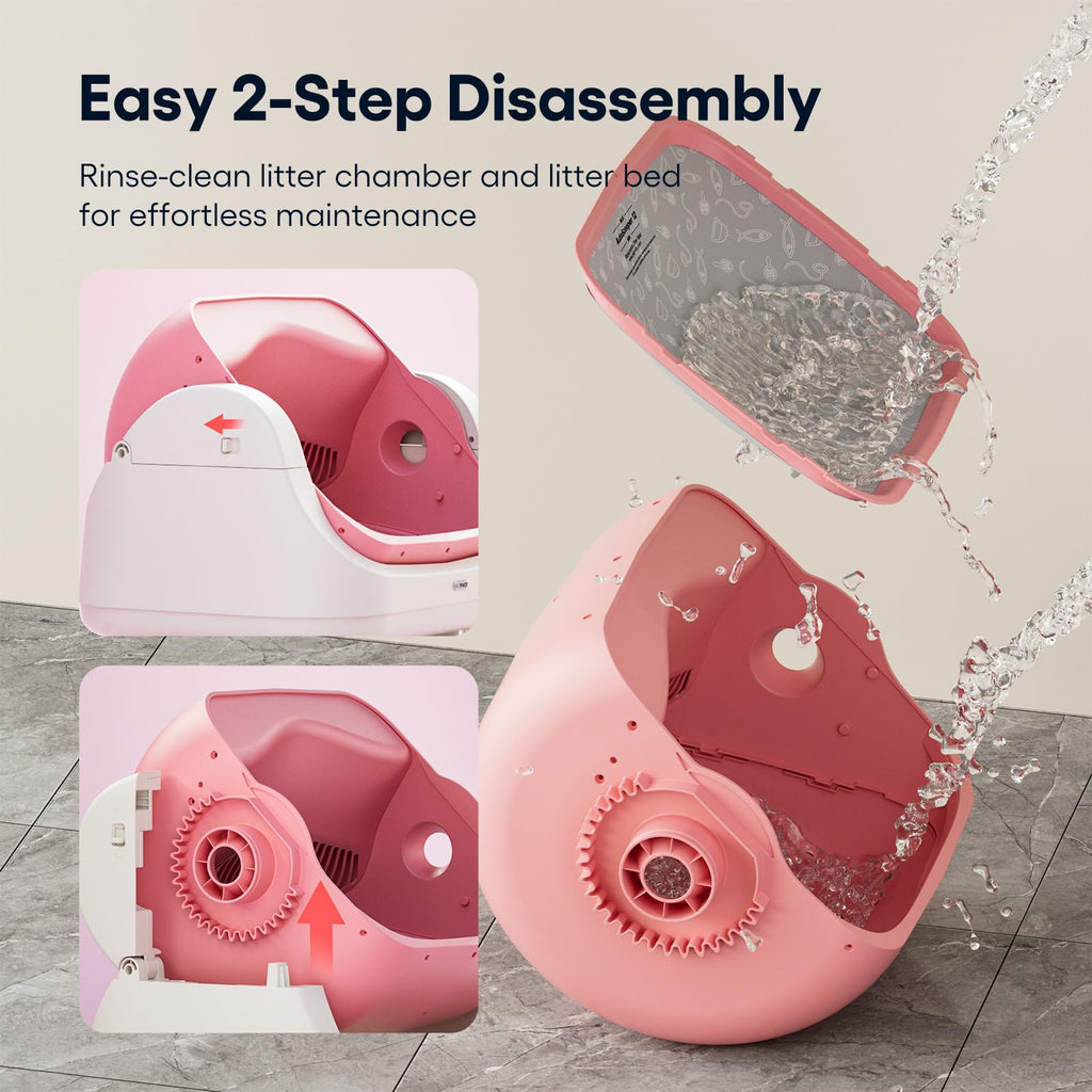 Self Cleaning Open Top Automatic Cat Litter Box Pink A8518