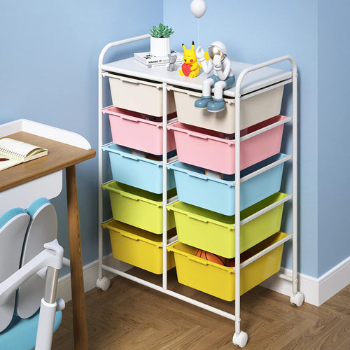 10 Drawers Rolling Plastic Storage Cart with Metal Frame A4661