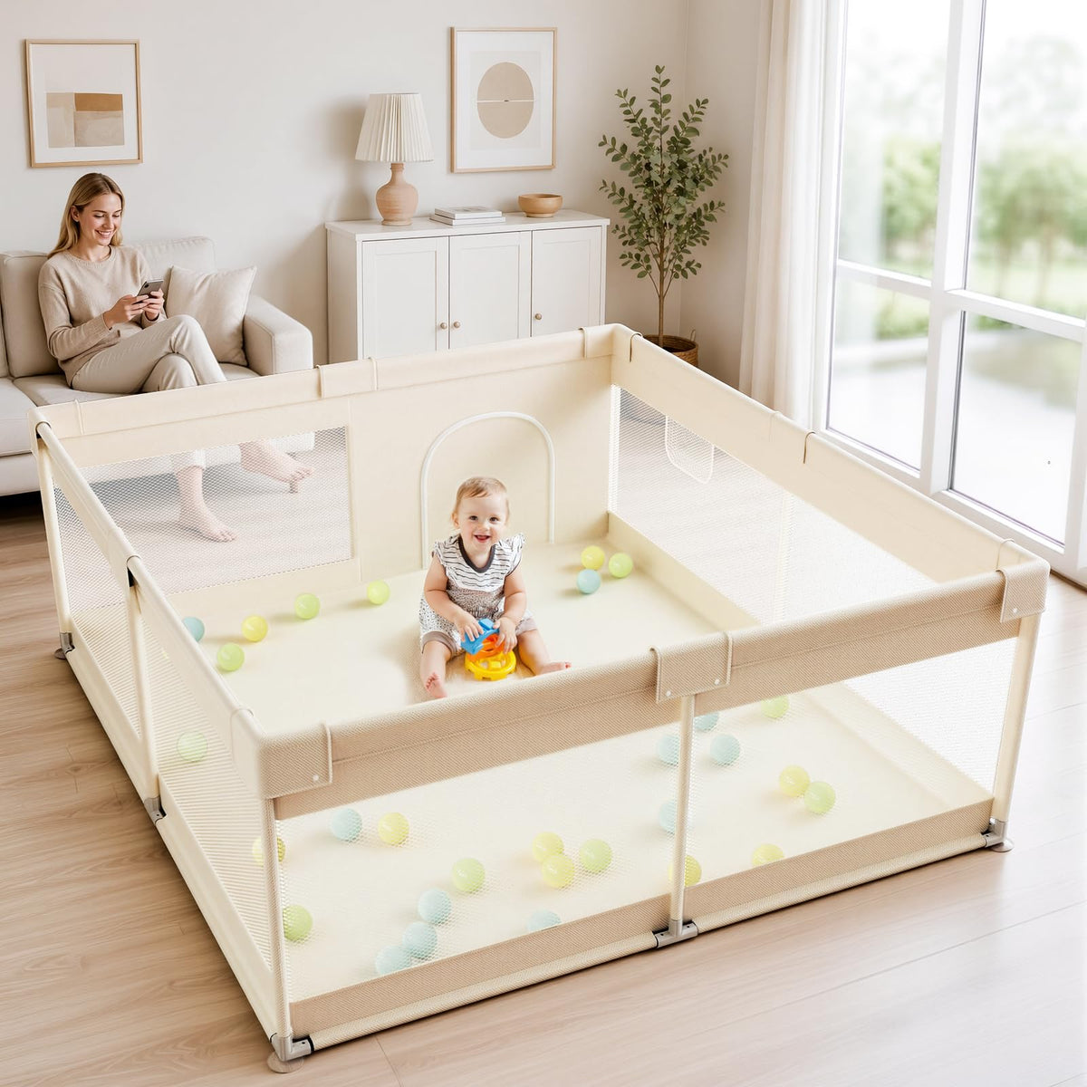 Beige Small Baby Playpen M767616