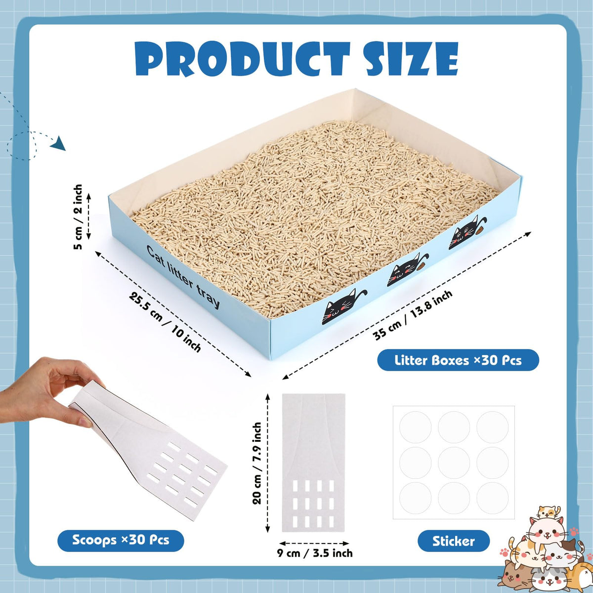 30 Pack Disposable Litter Boxes with Scoop M35459