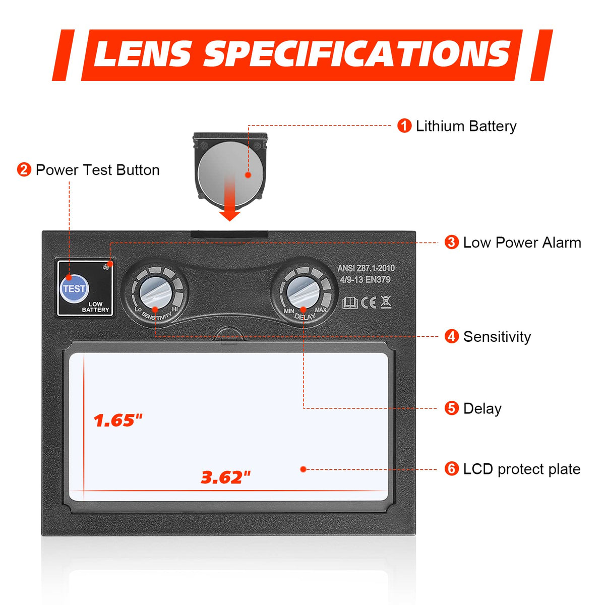 Auto Darkening Welding Lens X8012