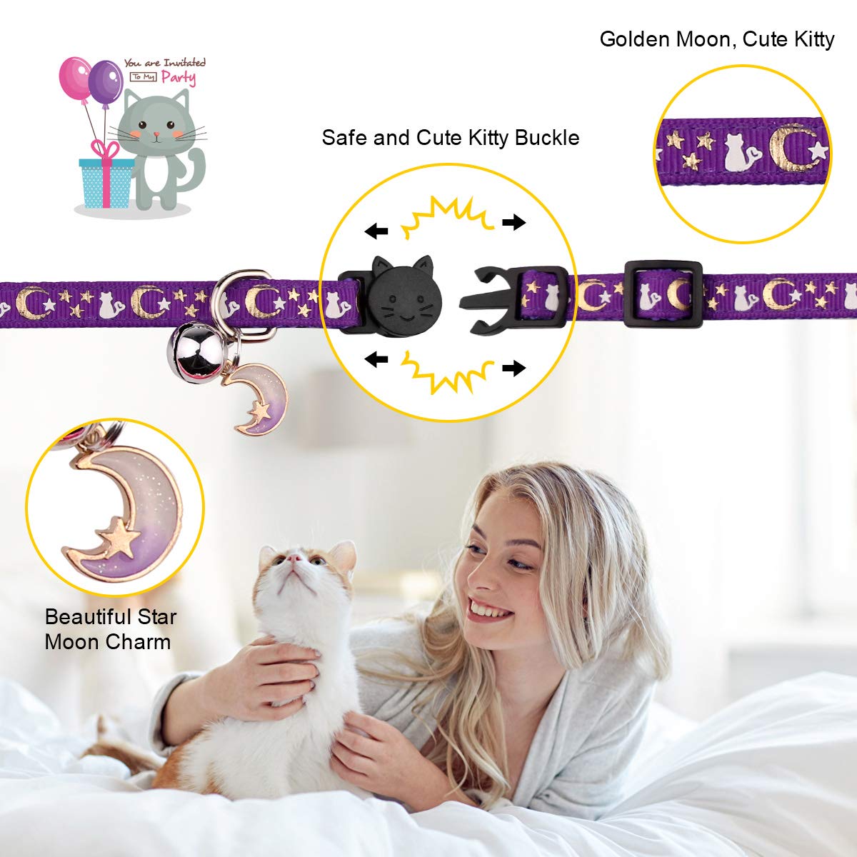 Breakaway Cat Collar with Bells 4PCS N892