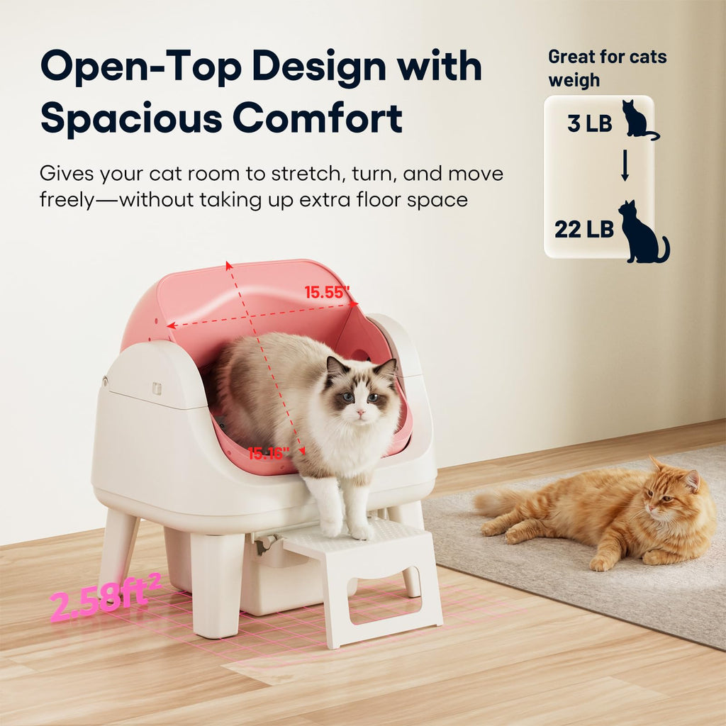 Self Cleaning Open Top Automatic Cat Litter Box Pink A8518