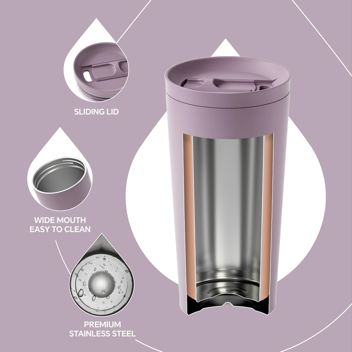 17 oz Stainless Steel Insulated Travel Coffee Mug K186