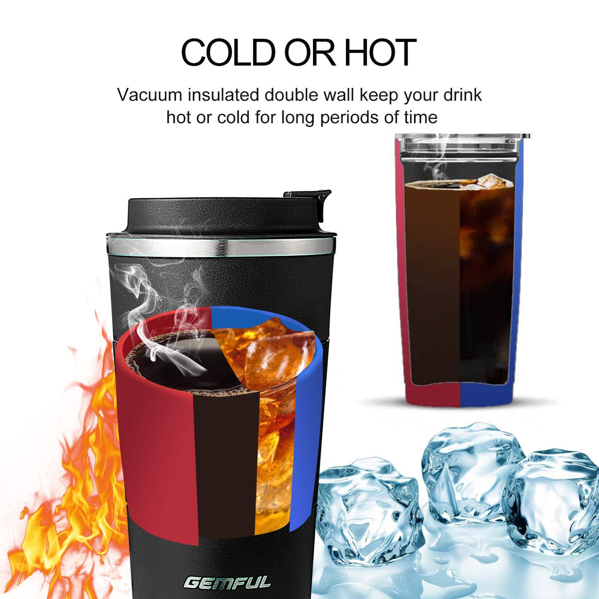2 Pack 17oz Insulated Travel Coffee Mug with Lid P863