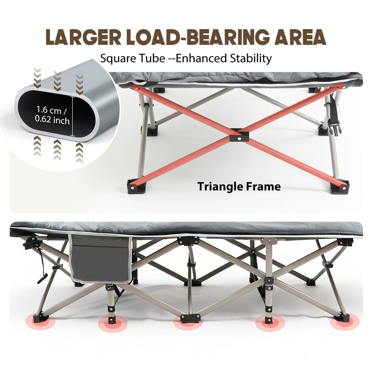 Heavy-Duty 28" Extra Wide Portable Folding Camp Cot with Mat & Carry Bag Z55887