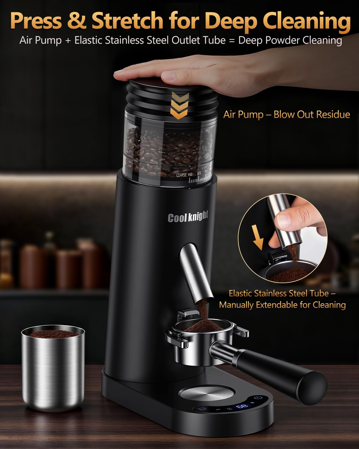 Rechargeable Conical Burr Coffee Grinder with 60 Grind Settings N12759