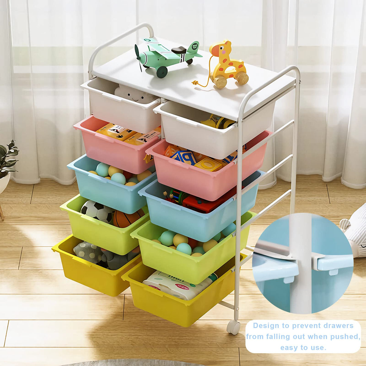 10 Drawers Rolling Plastic Storage Cart with Metal Frame A4661