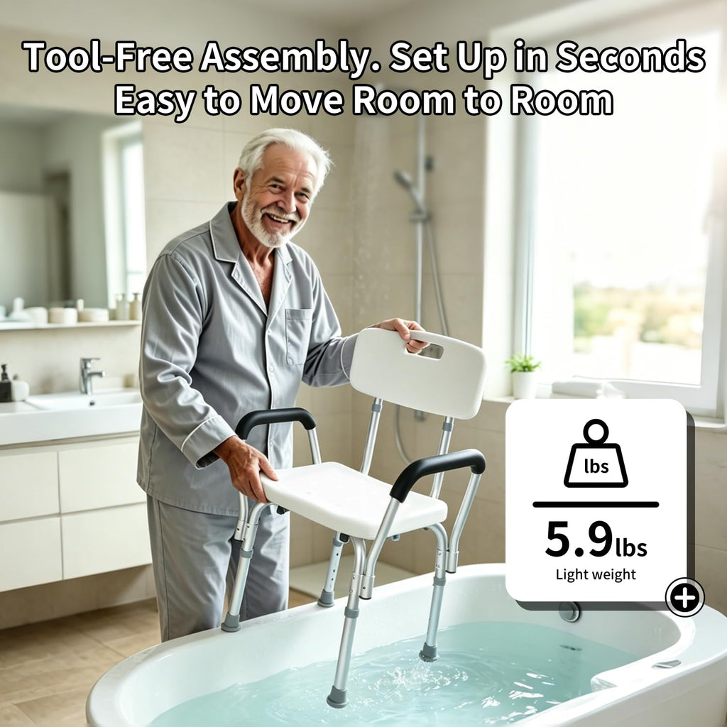Extra Wide 300 lbs Capacity Shower Chair with Arms & Back C42612