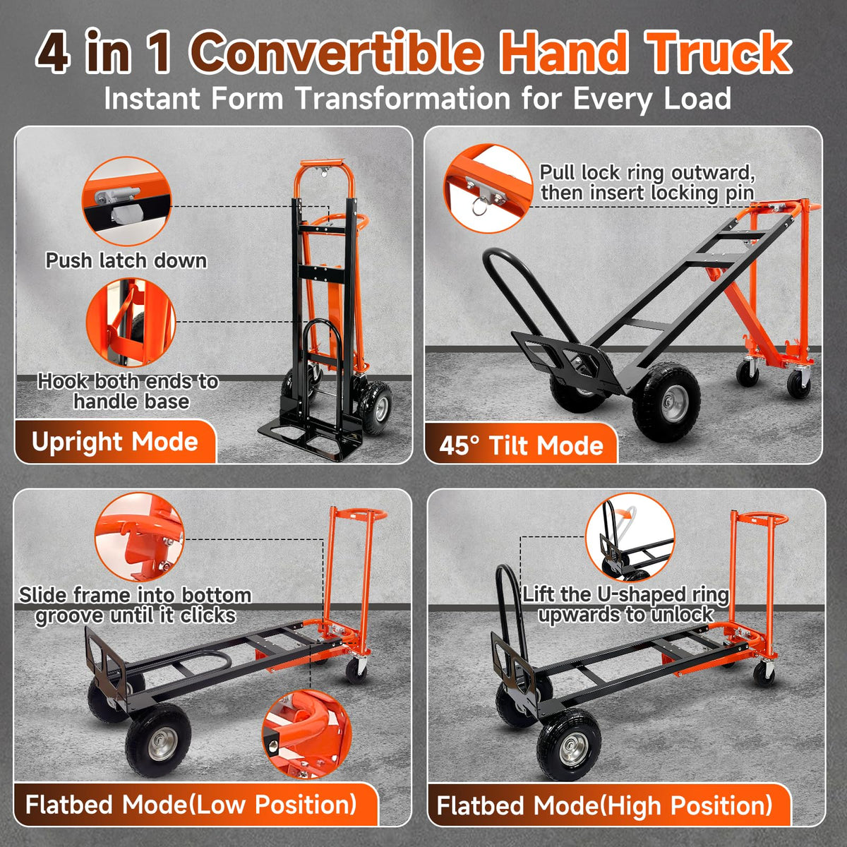 Heavy Duty Convertible Hand Truck with Wheels H7533