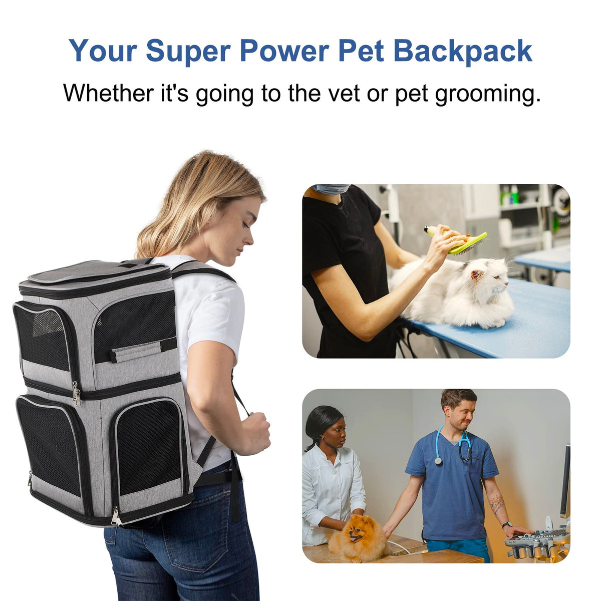 Expandable Cat Backpack Carrier for 2 Cats, 7 Windows, Foldable L131