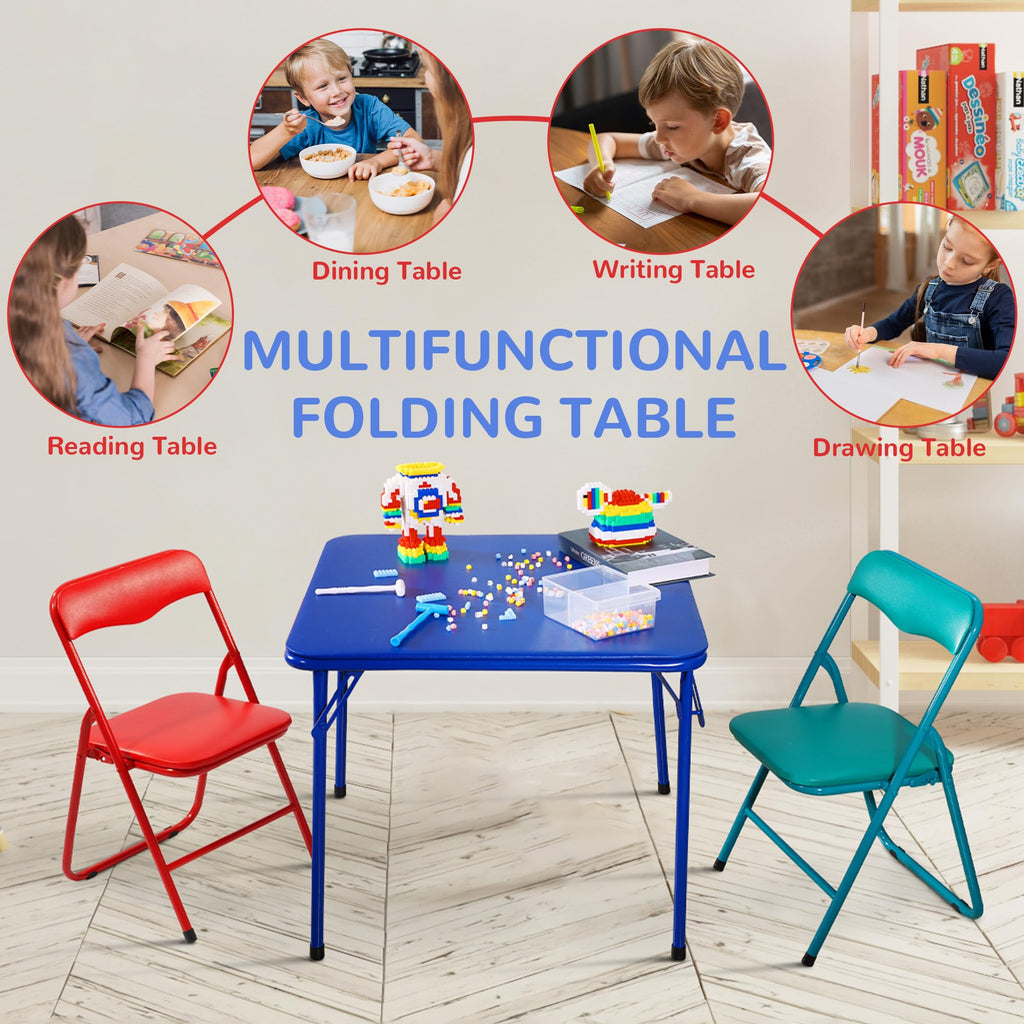 Kids Folding Square Table with Vinyl Padded Top, Blue I943388