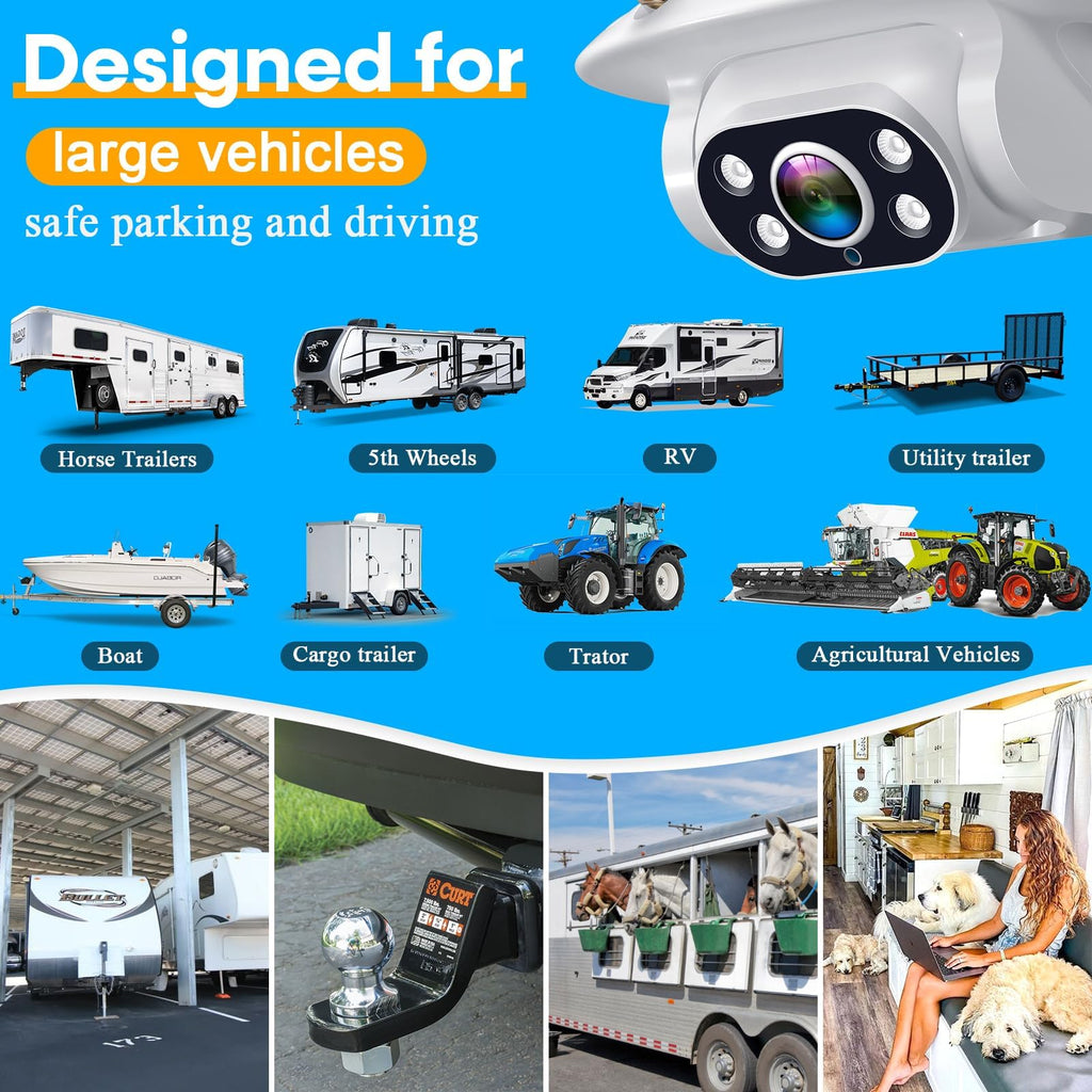 Wireless RV Backup Camera 1080P HD with 7″ DVR Monitor V95920