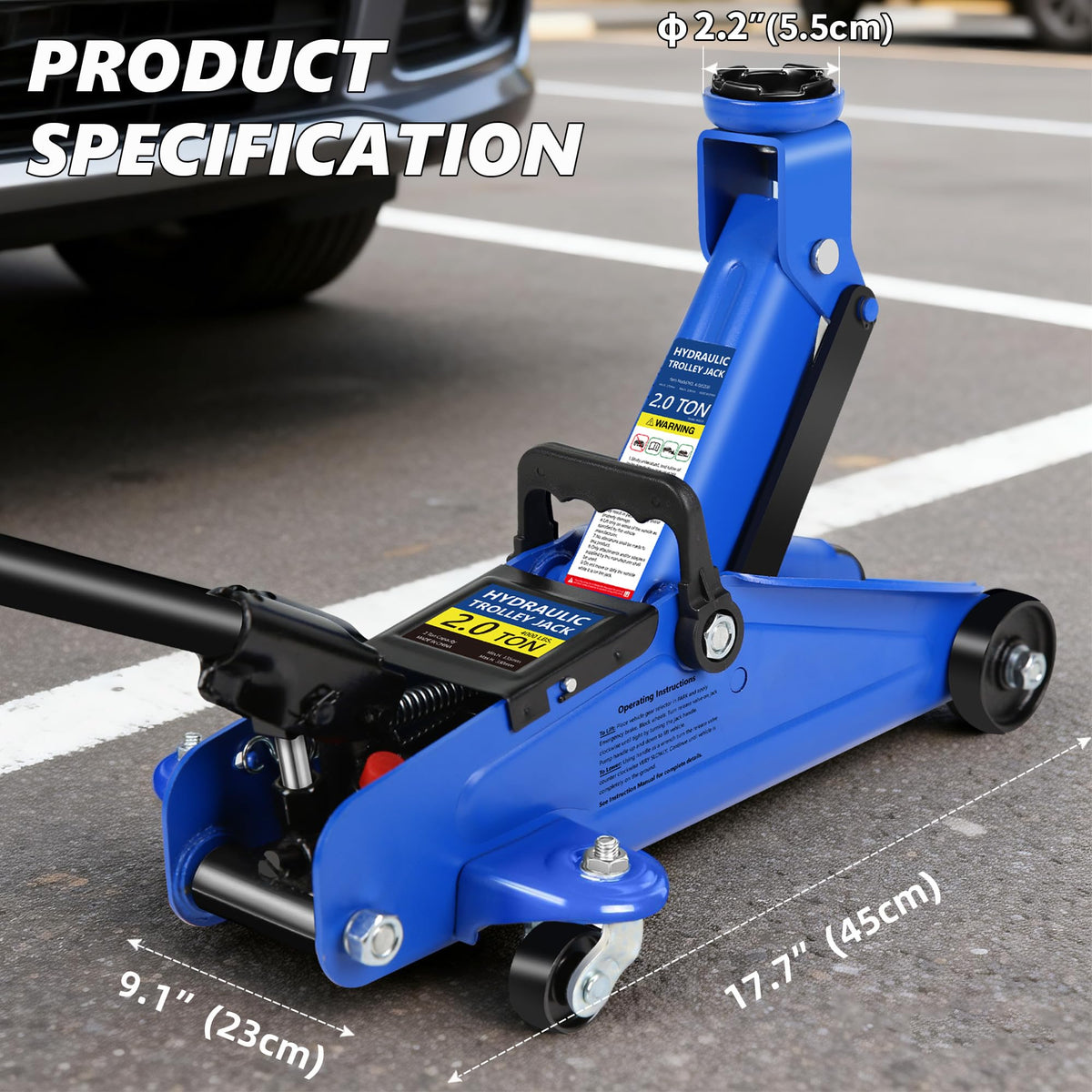 2 Ton Low Profile Floor Jack, 4000 lbs, Blue C262957