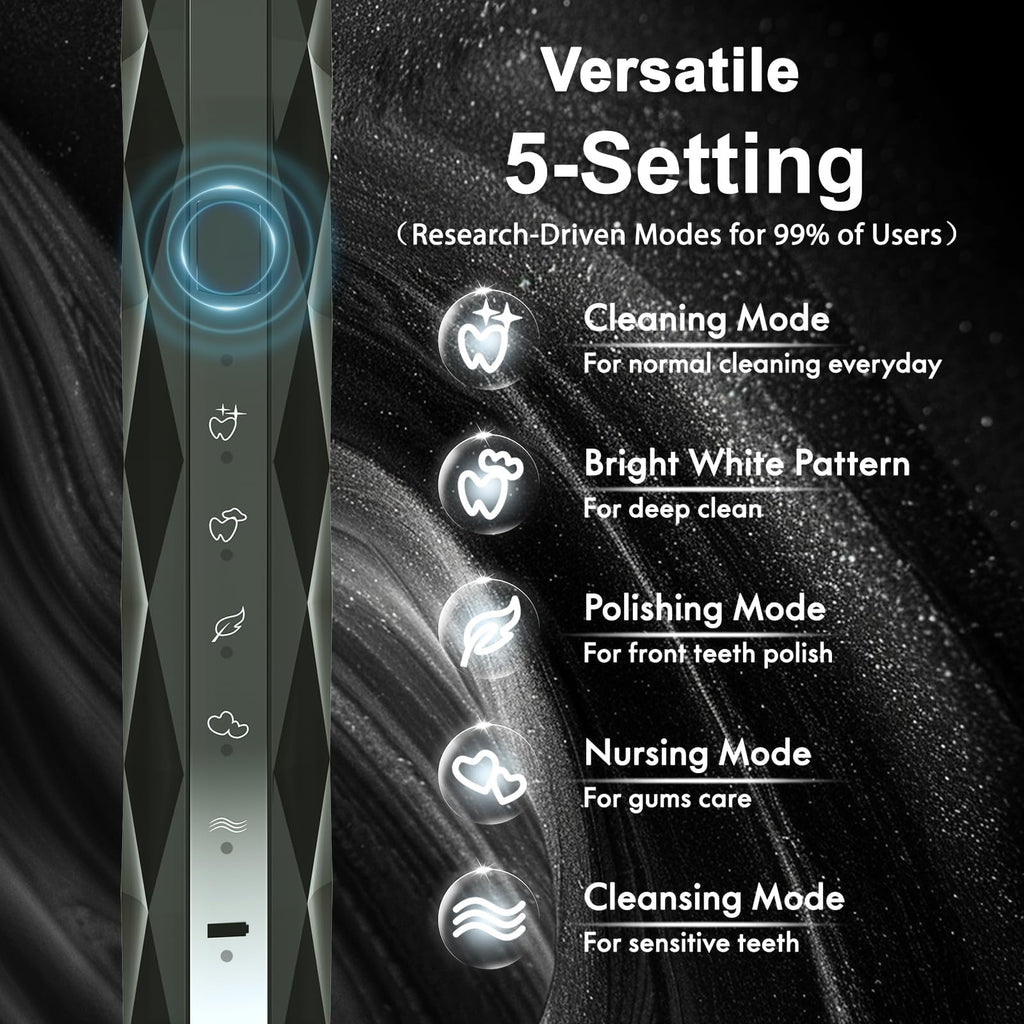 Sonic Electric Toothbrush with 10 Brush Heads & Travel Case, Black C5789