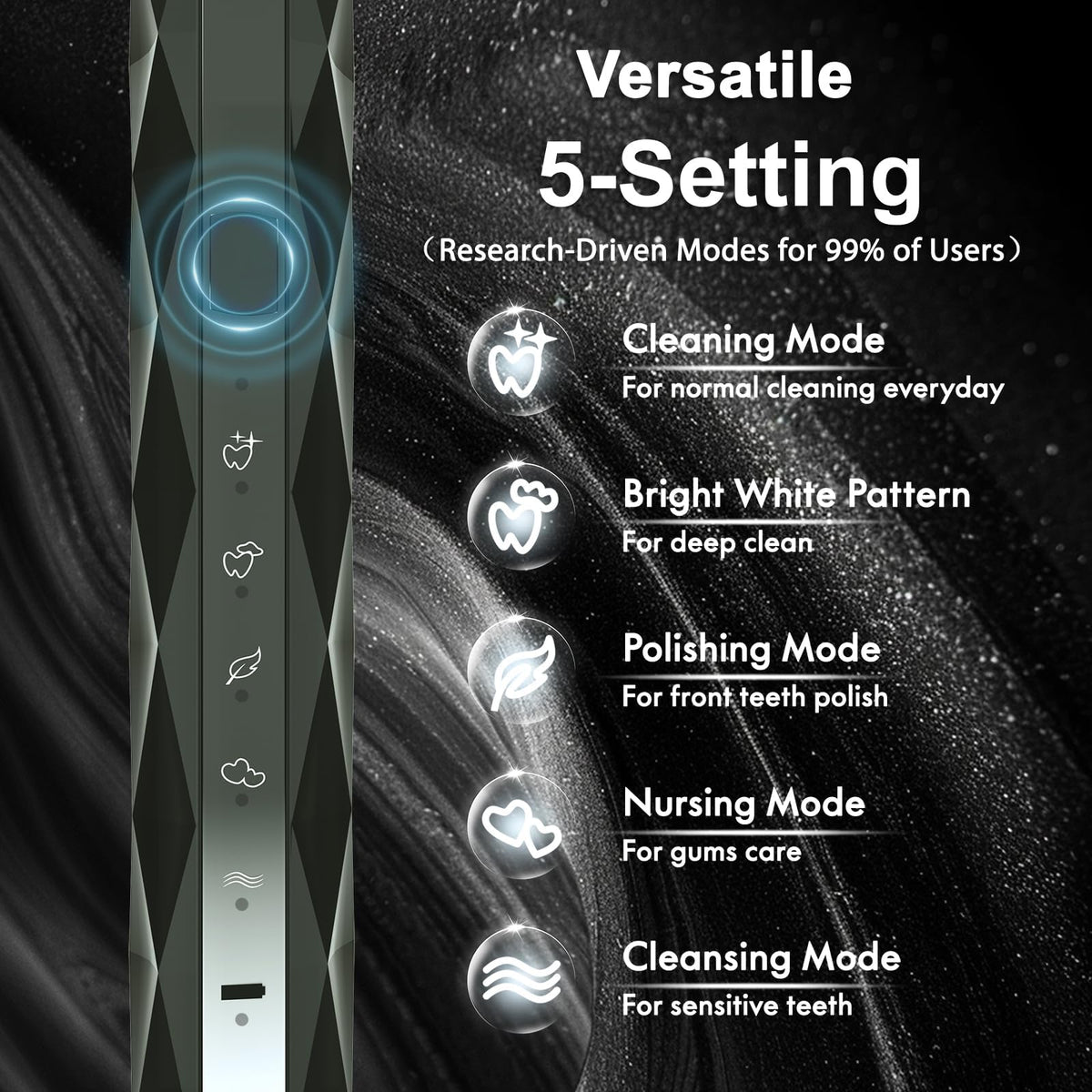Sonic Electric Toothbrush with 10 Brush Heads & Travel Case, Black C5789