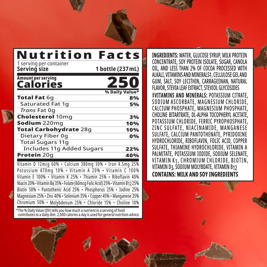 High Protein Nutritional Drink, Chocolate, 8 FL OZ, 12 pk D724