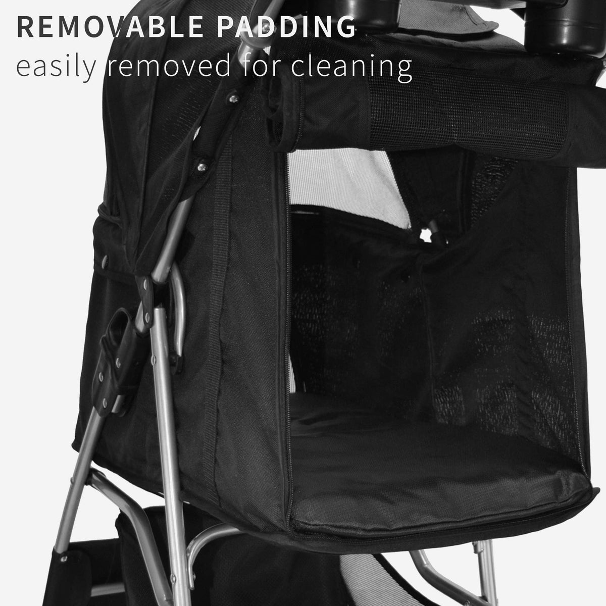 Black 4 Wheel Foldable Pet Stroller Y33266